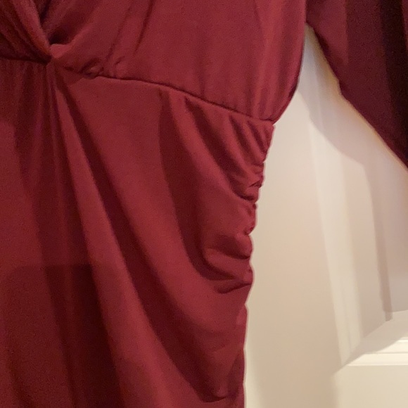 Torrid burgundy shirred lace inset surplice top - Picture 7 of 8